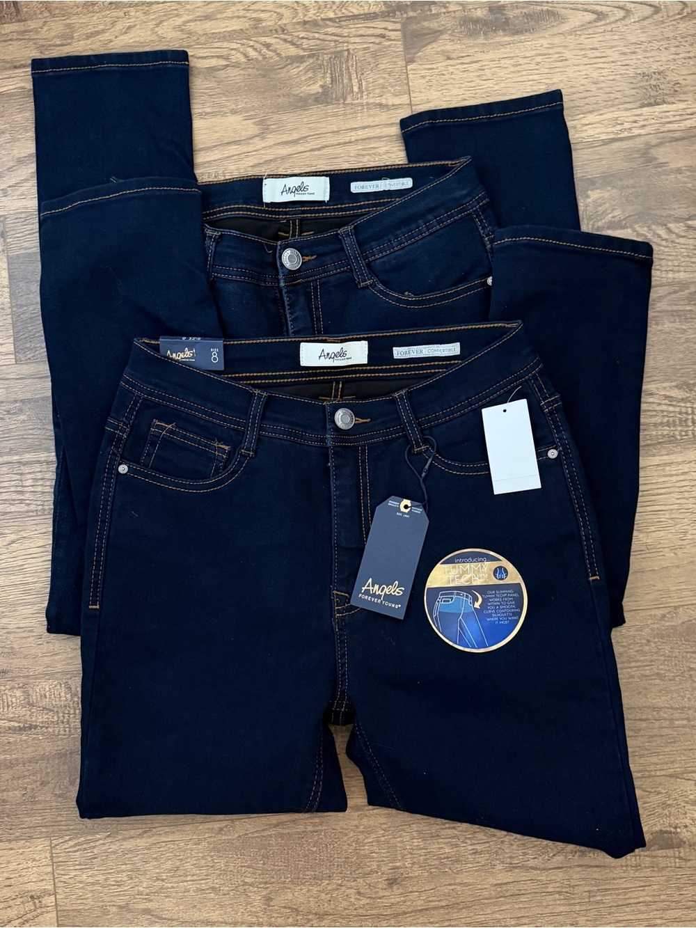 Lot 2 New, never worn Angels Forever convertible dark blue skinny jeans sz 8